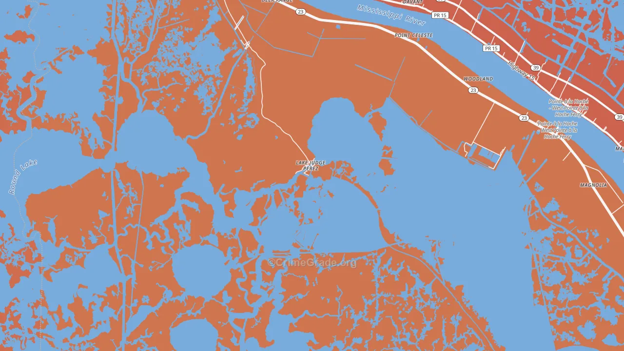 Lake Judge Perez, LA Map of Arson Rates
