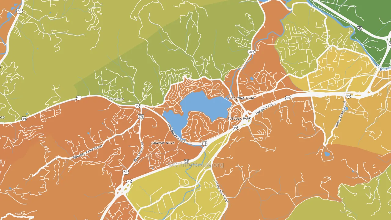 Lake Junaluska, NC Map of Arson Rates
