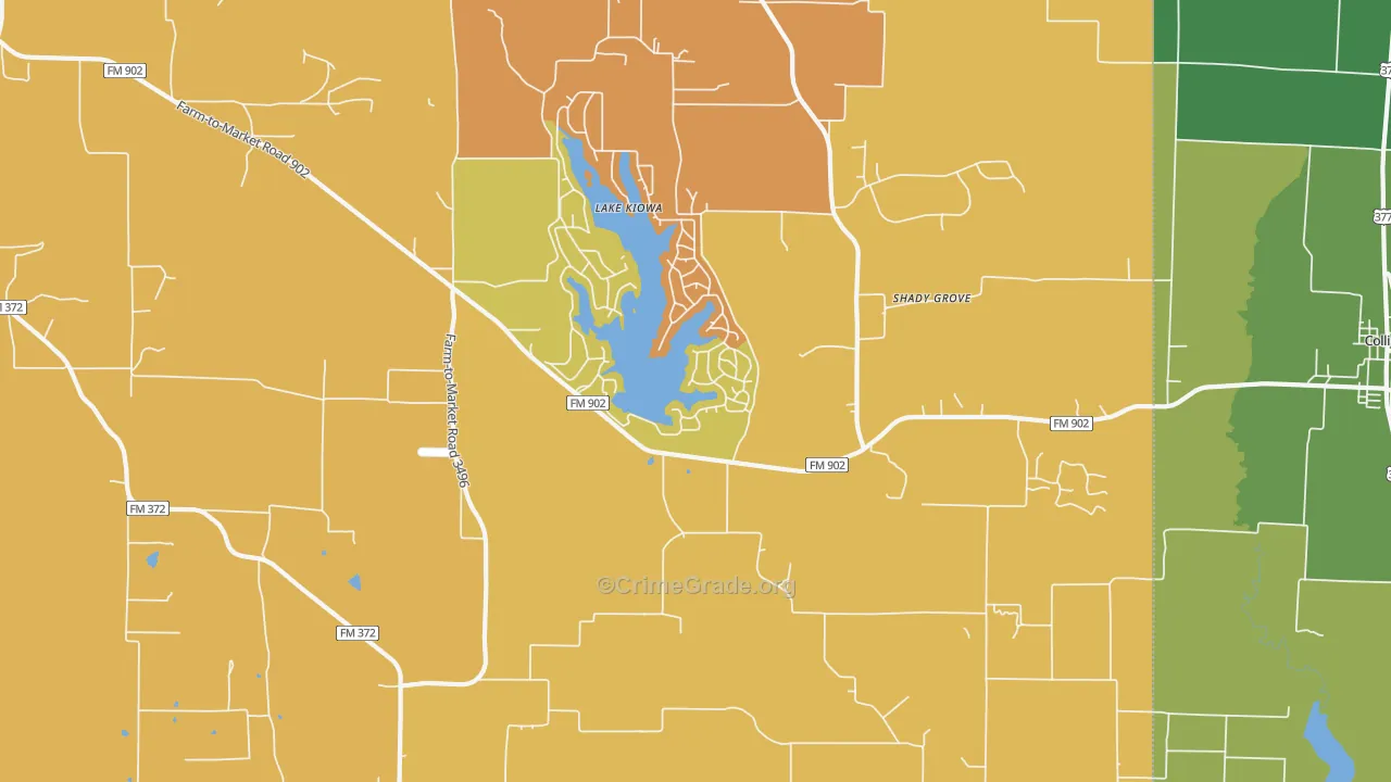 Lake Kiowa, TX Map of Arson Rates