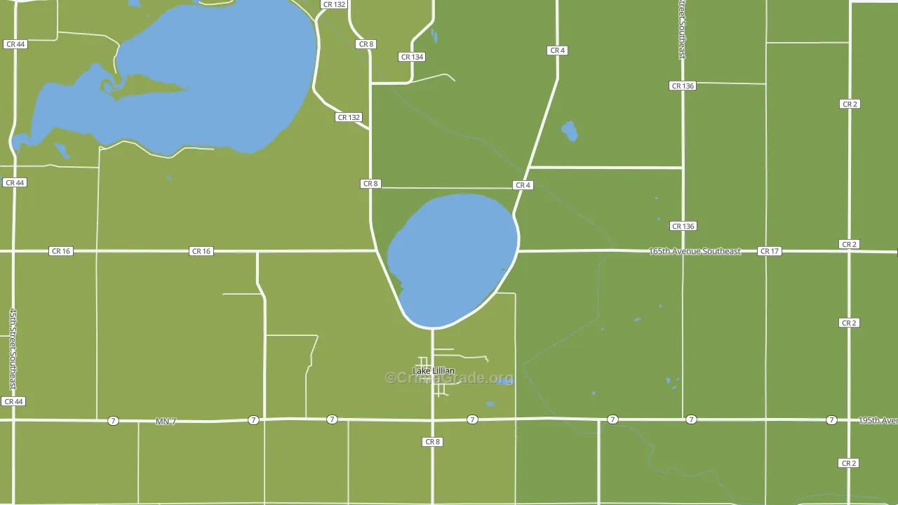 Lake Lillian, MN Map of Arson Rates
