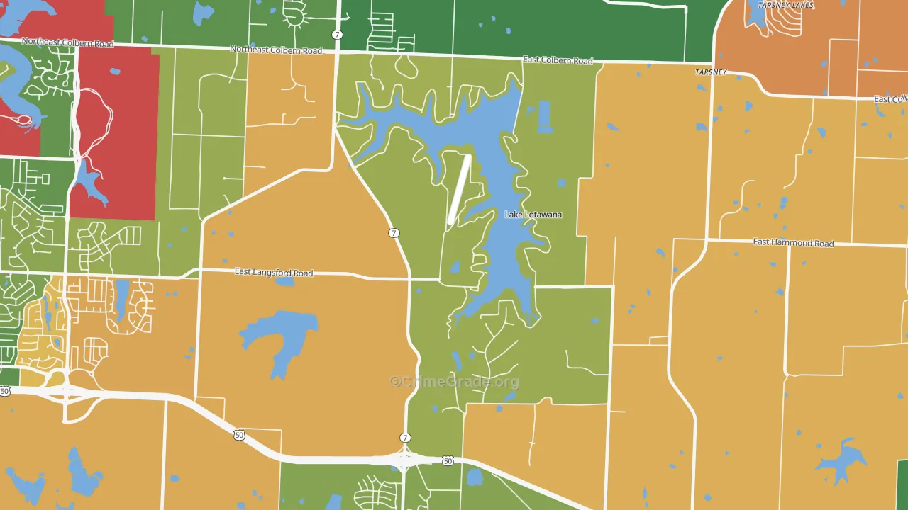 Lake Lotawana, MO Map of Arson Rates