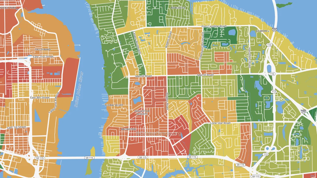 Lake Lucina, Jacksonville, FL Map of Arson Rates