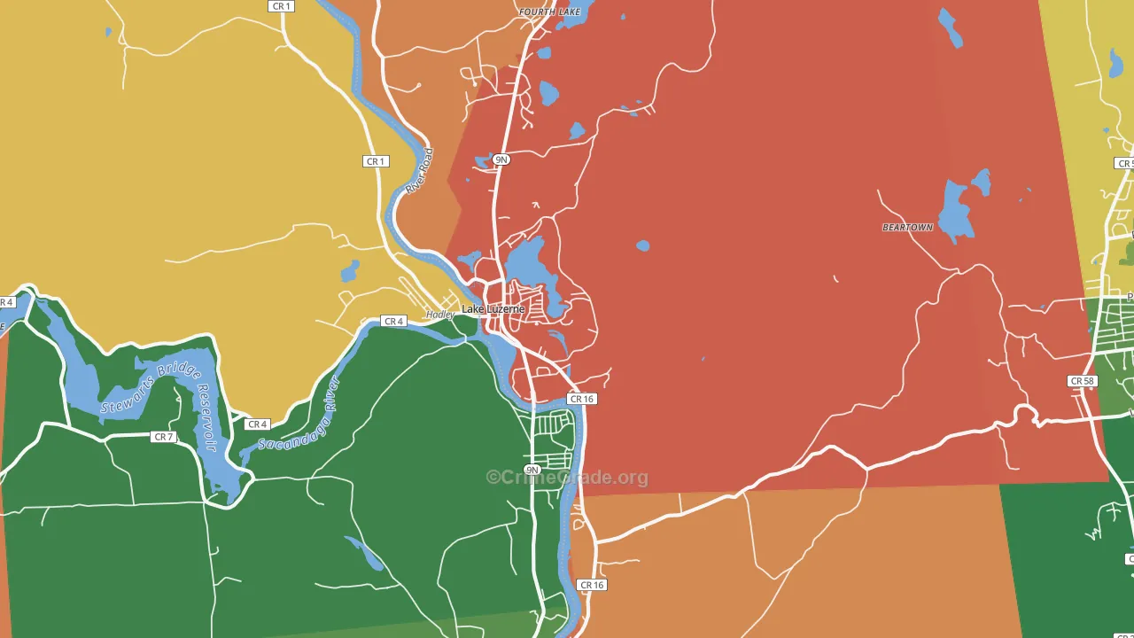 Lake Luzerne, NY Map of Arson Rates