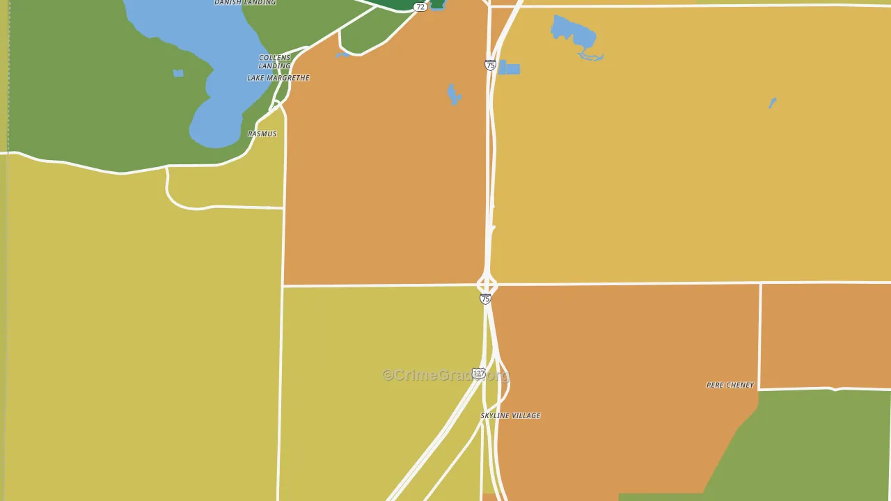 Lake Margrethe, MI Map of Arson Rates