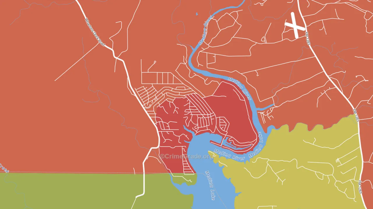 Lake Medina Shores, TX Map of Arson Rates