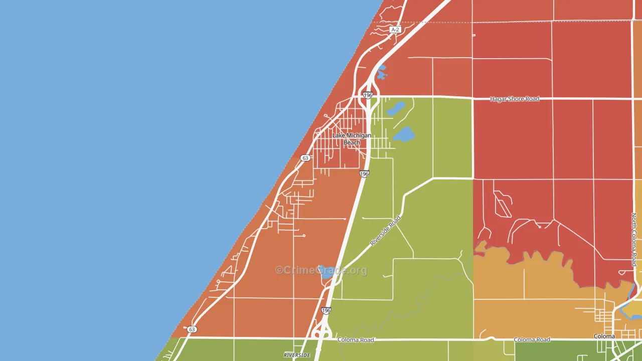 Lake Michigan Beach, MI Map of Arson Rates