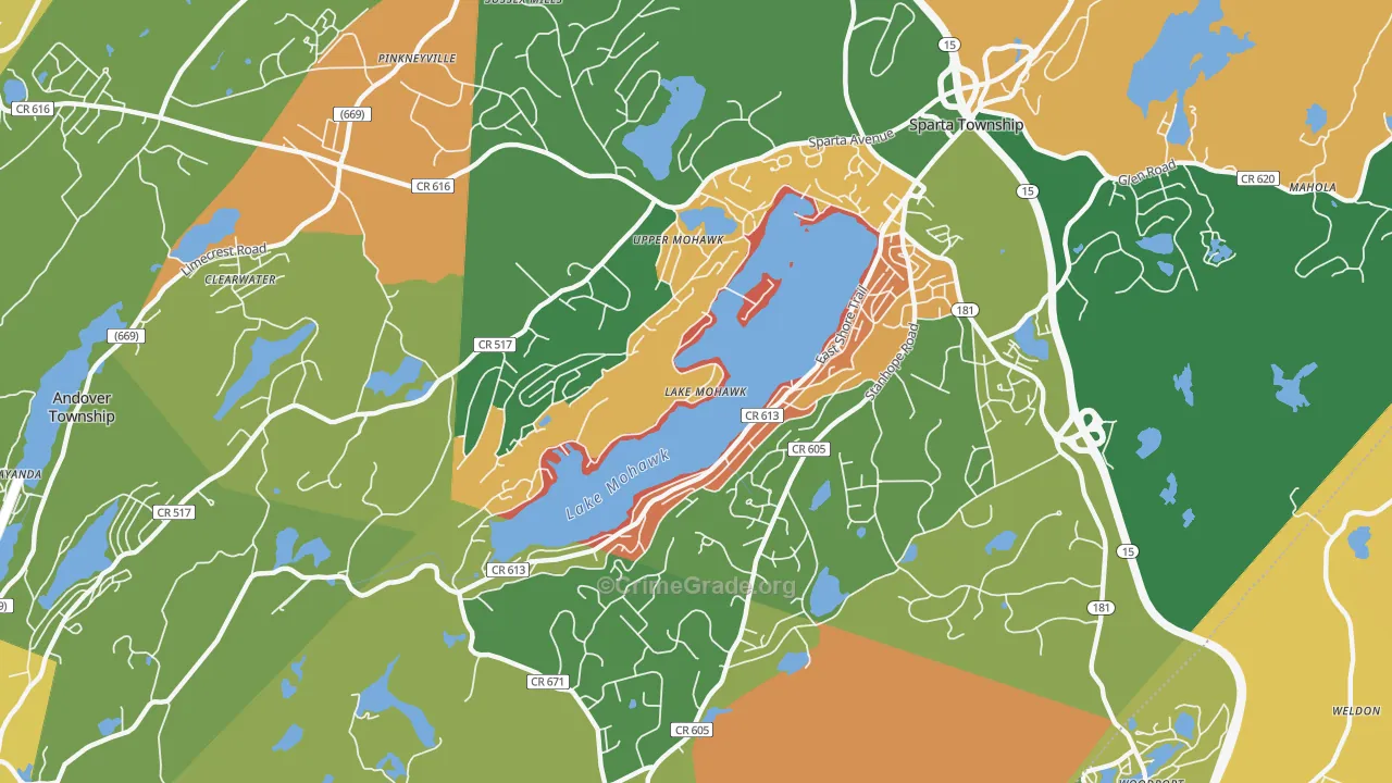 Lake Mohawk, NJ Map of Arson Rates
