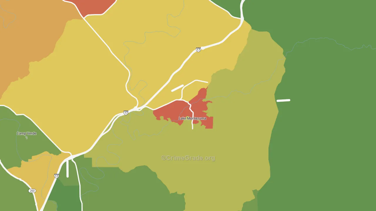 Lake Montezuma, AZ Map of Arson Rates