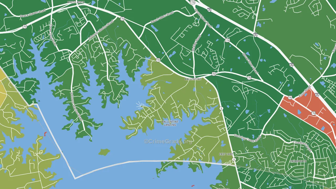 Lake Murray of Richland, SC Map of Arson Rates