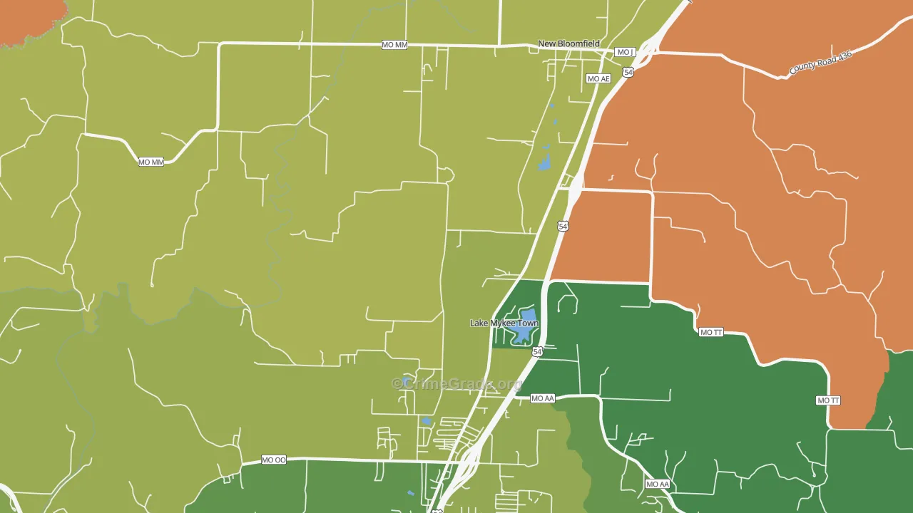 Lake Mykee Town, MO Map of Arson Rates