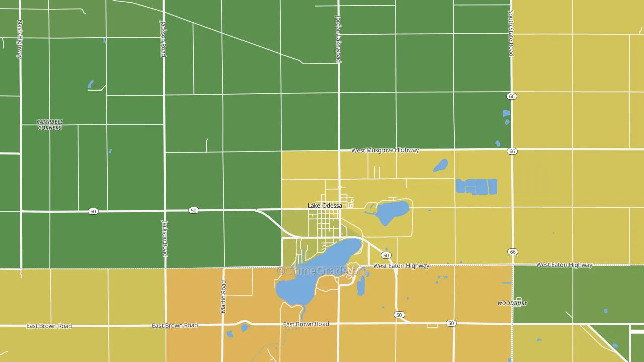 Lake Odessa, MI Map of Arson Rates