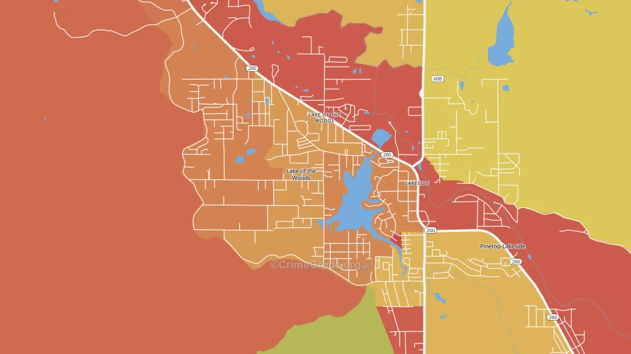 Lake of the Woods, AZ Map of Arson Rates