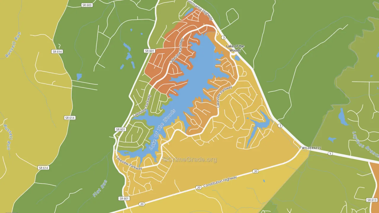 Lake of the Woods, VA Map of Arson Rates