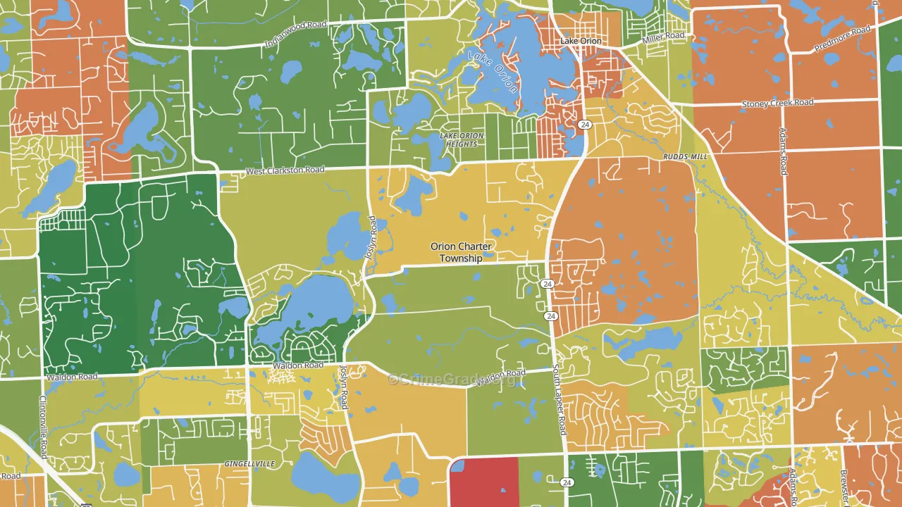 Lake Orion, MI Map of Arson Rates