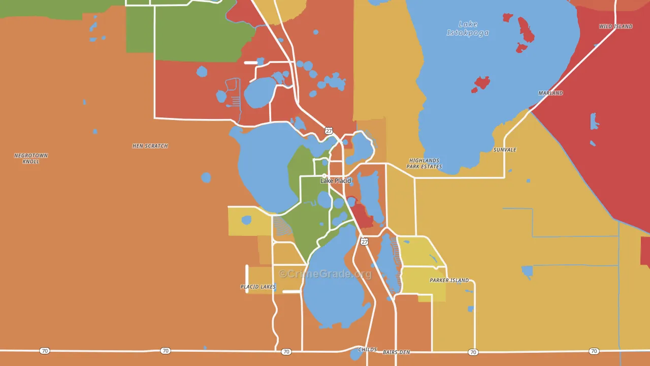 Lake Placid, FL Map of Arson Rates
