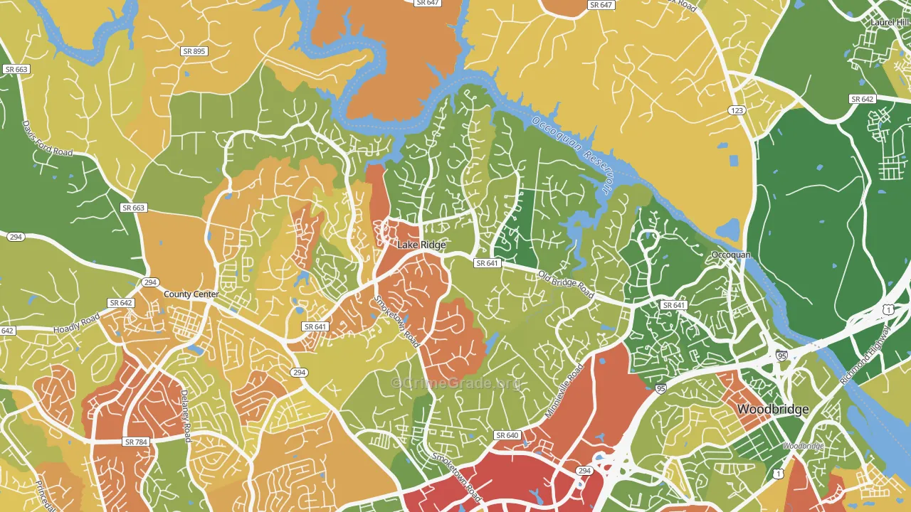 Lake Ridge, VA Map of Arson Rates