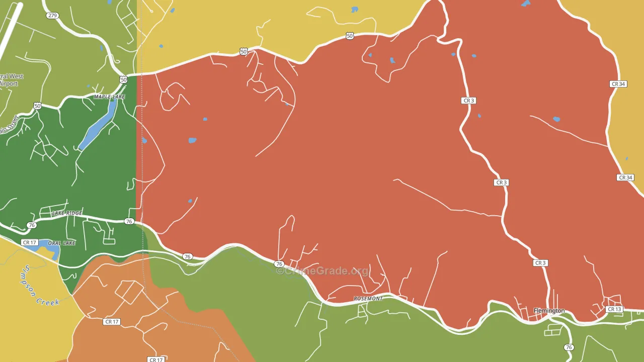Lake Ridge, WV Map of Arson Rates
