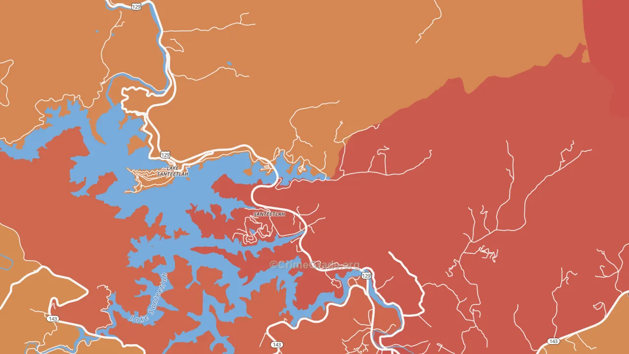 Lake Santeetlah, NC Map of Arson Rates