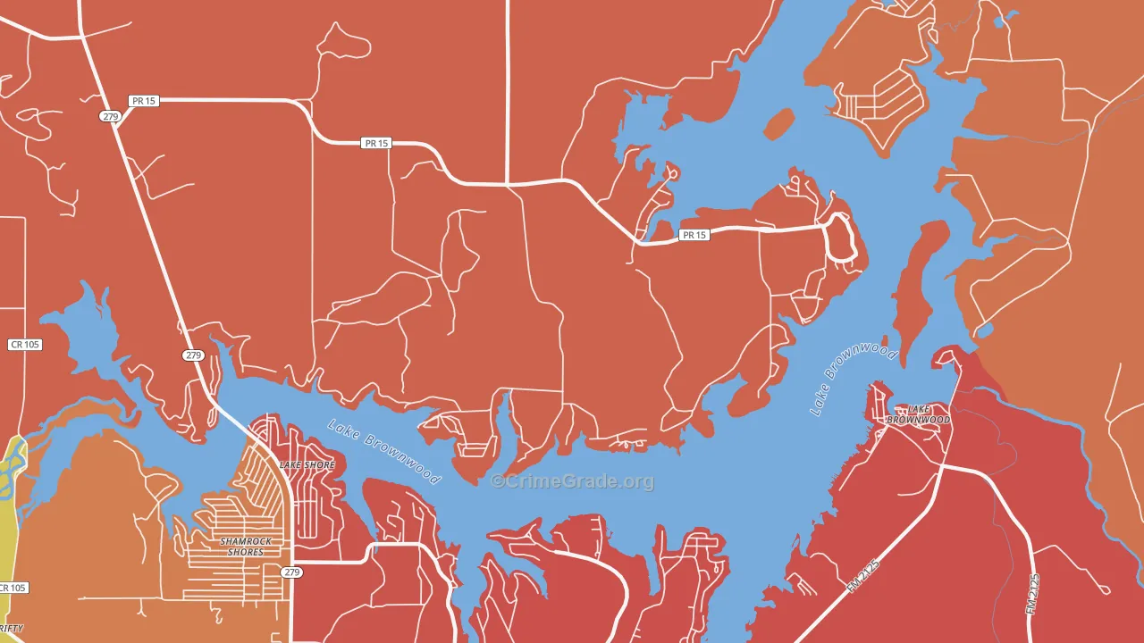 Lake Shore, TX Map of Arson Rates