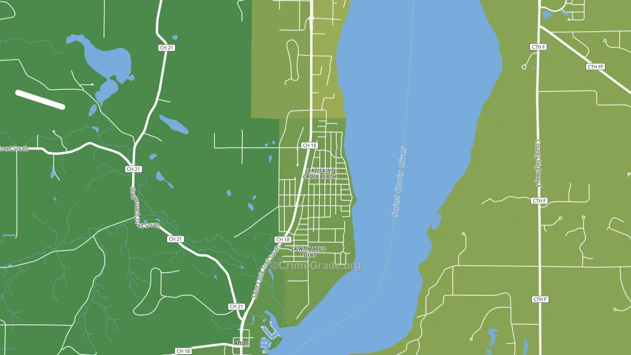Lake St. Croix Beach, MN Map of Arson Rates