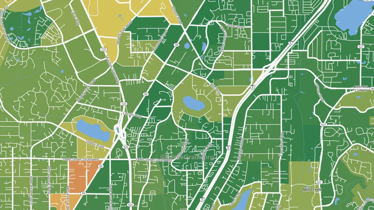 Lake Stickney, WA Map of Arson Rates