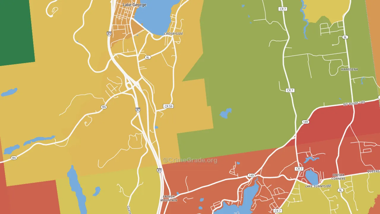 Lake Sunnyside, NY Map of Arson Rates