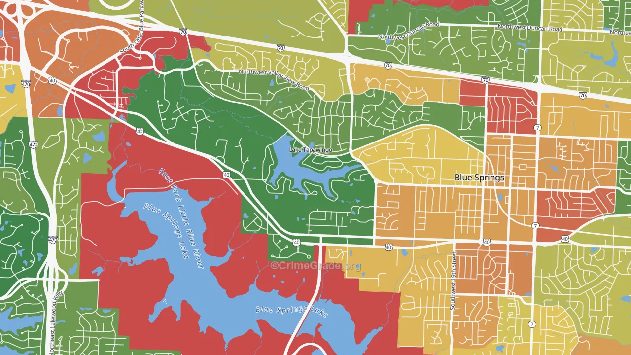 Lake Tapawingo, MO Map of Arson Rates