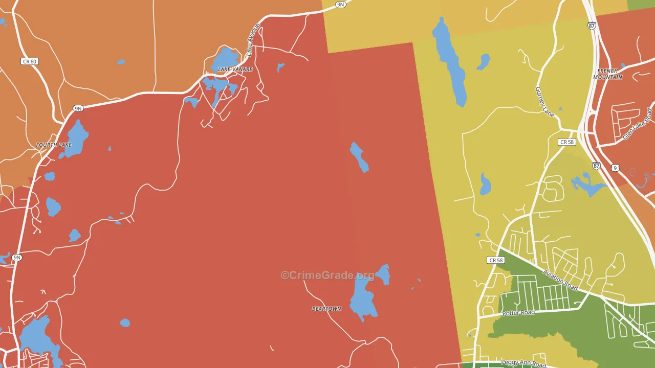 Lake Vanare, NY Map of Arson Rates