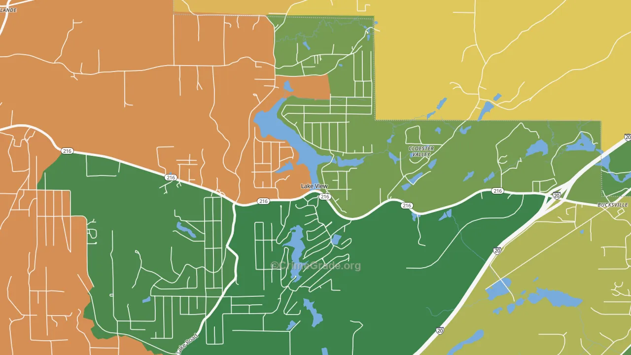 Lake View, AL Map of Arson Rates
