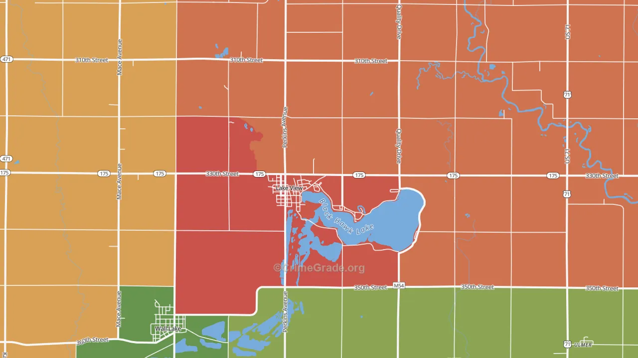 Lake View, IA Map of Arson Rates