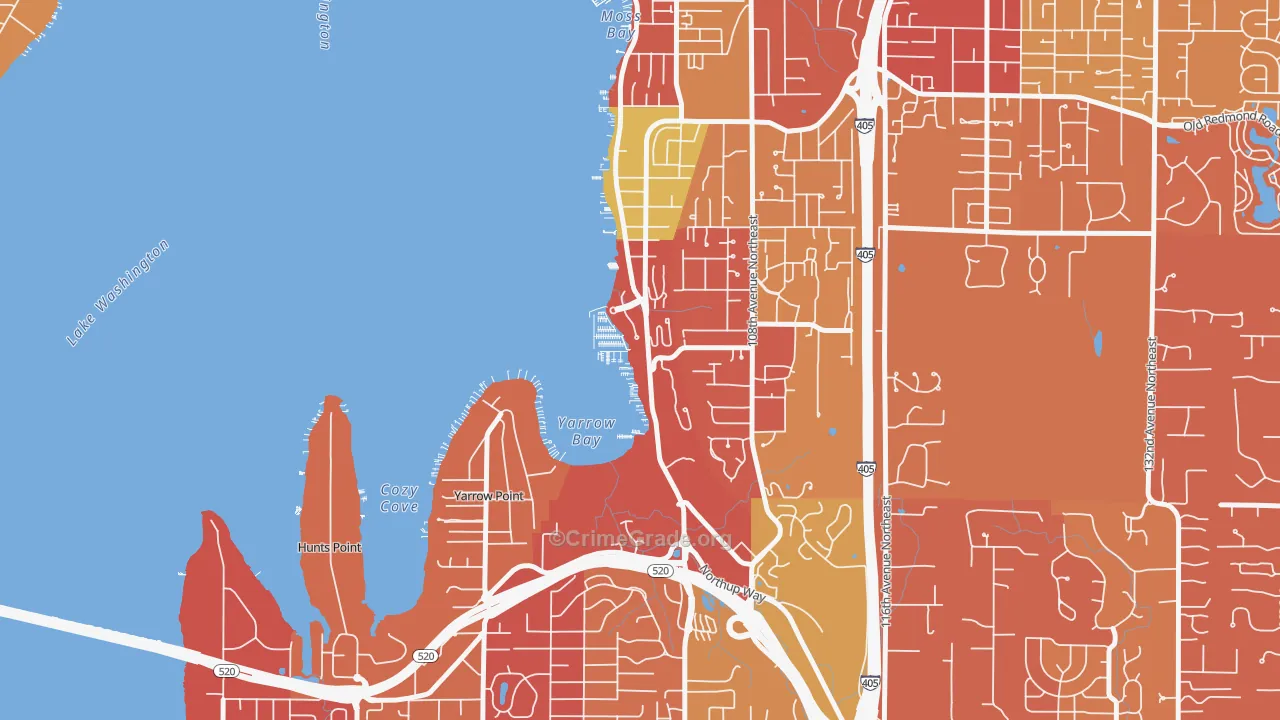 Lake View, Kirkland, WA Map of Arson Rates