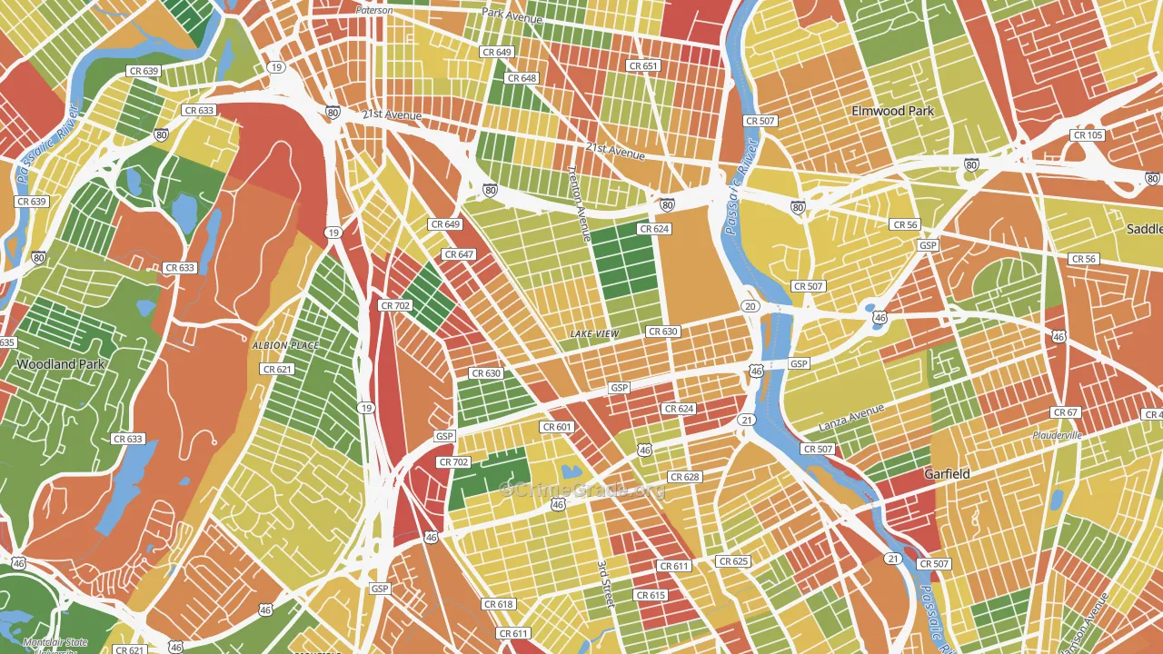 Lake View, Paterson, NJ Map of Arson Rates