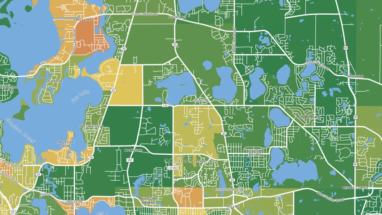 Lake Villa, IL Map of Arson Rates