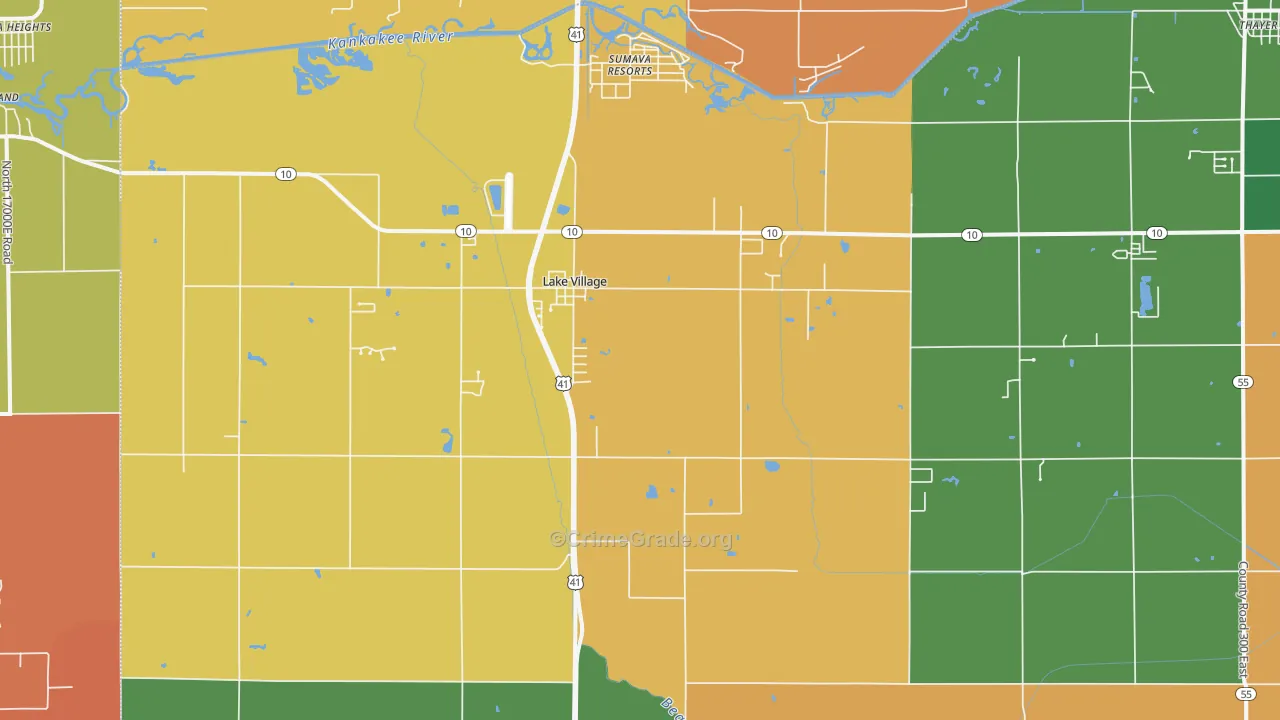 Lake Village, IN Map of Arson Rates