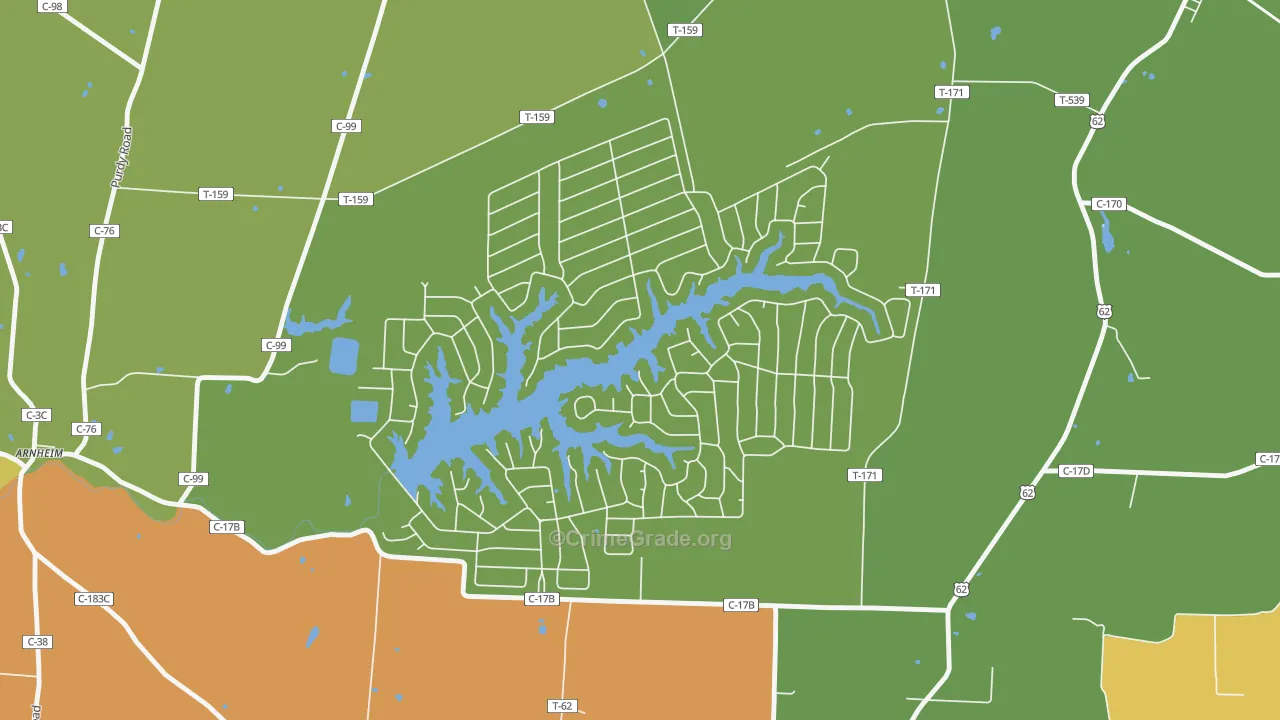 Lake Waynoka, OH Map of Arson Rates
