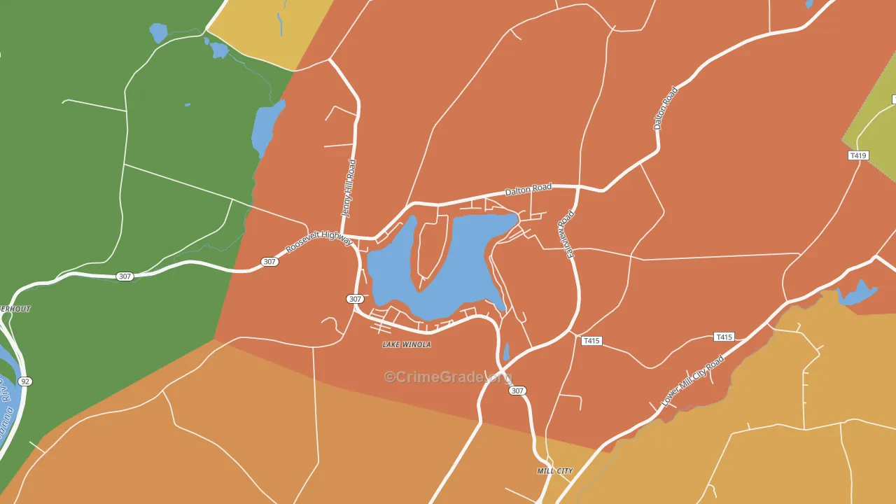 Lake Winola, PA Map of Arson Rates