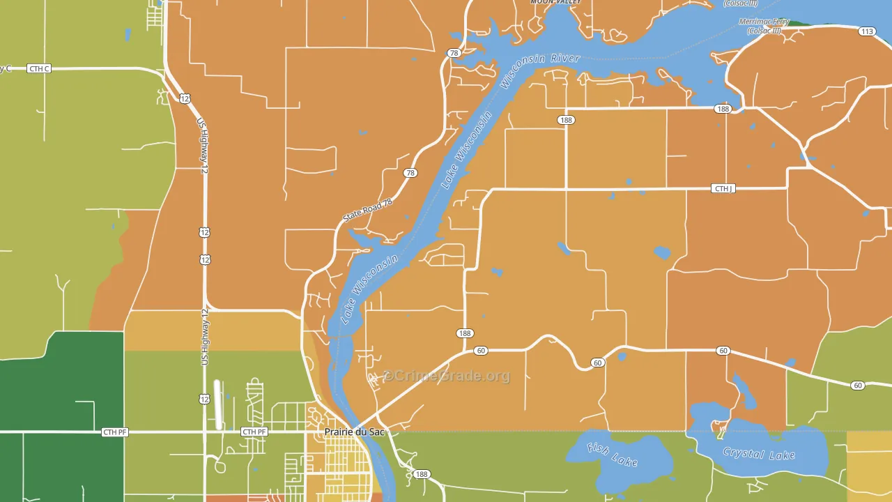 Lake Wisconsin, WI Map of Arson Rates