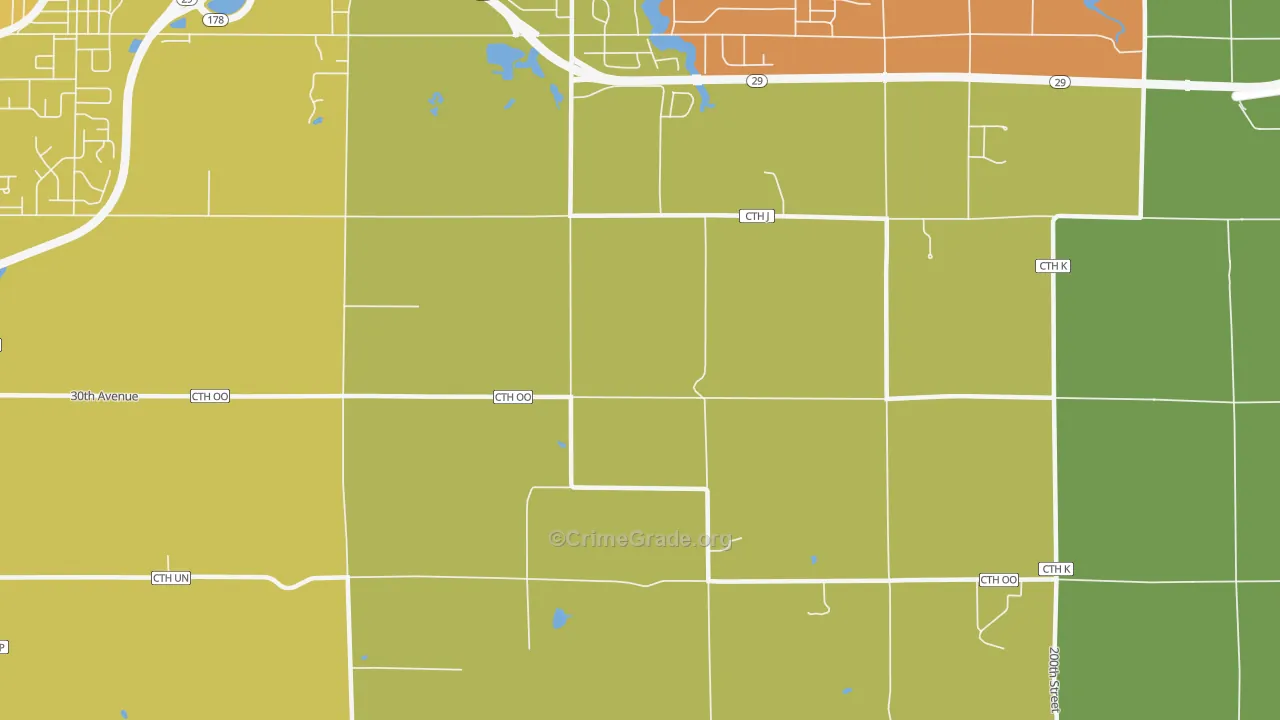 Lake Wissota, WI Map of Arson Rates