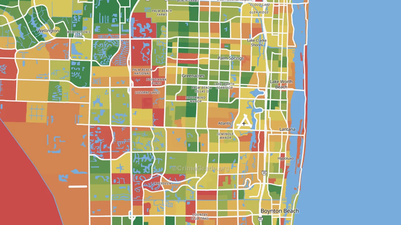Lake Worth, FL Map of Arson Rates