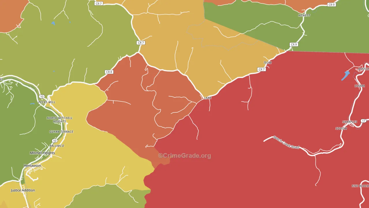 Lake, WV Map of Arson Rates