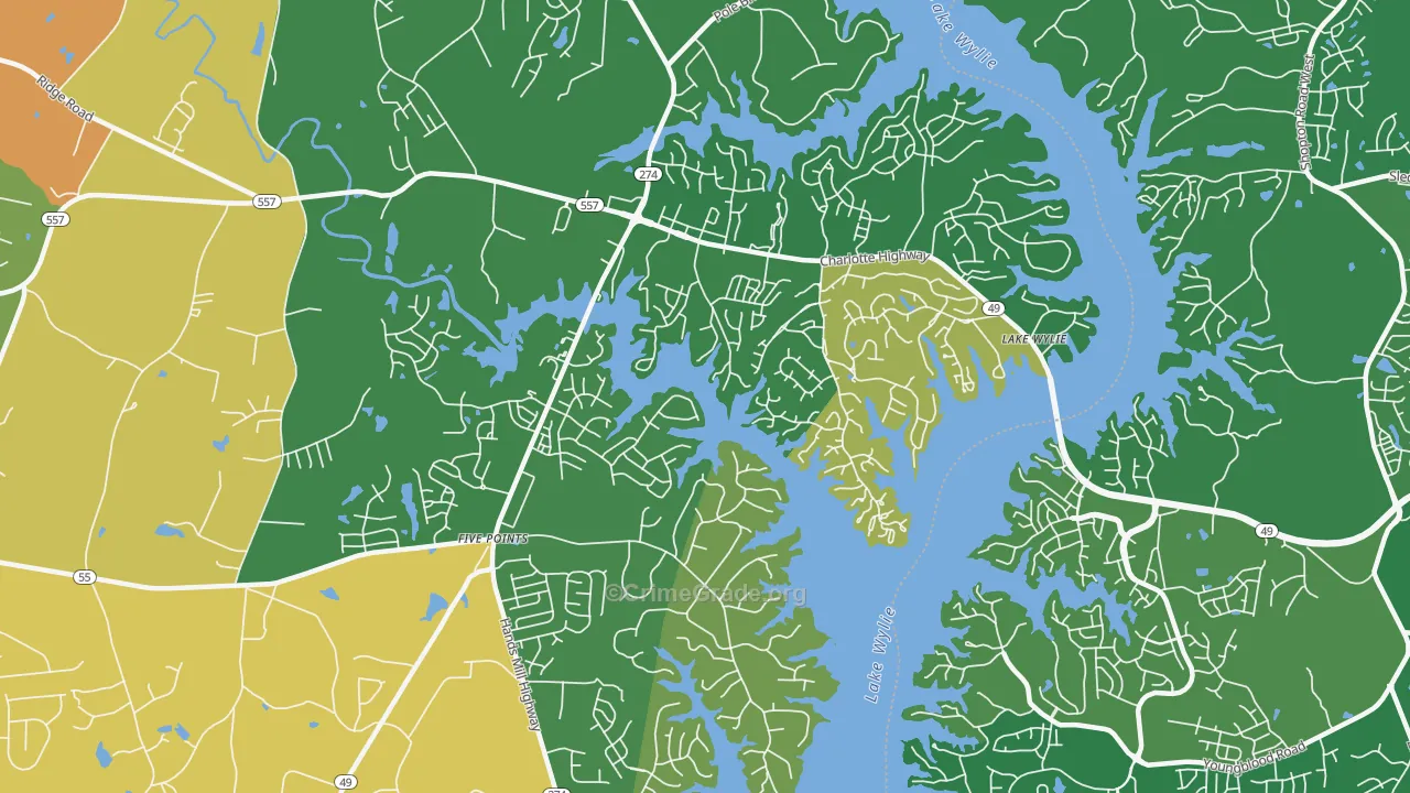 Lake Wylie, SC Map of Arson Rates