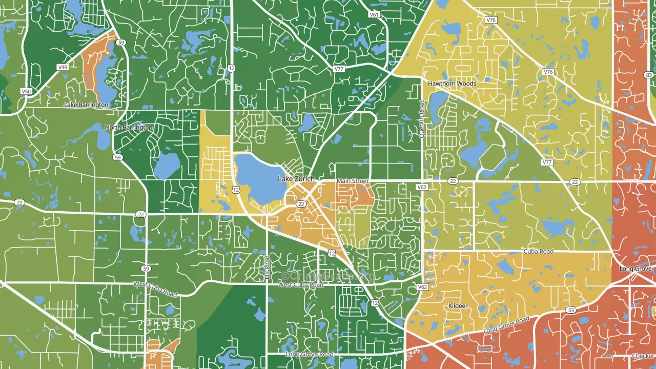 Lake Zurich, IL Map of Arson Rates