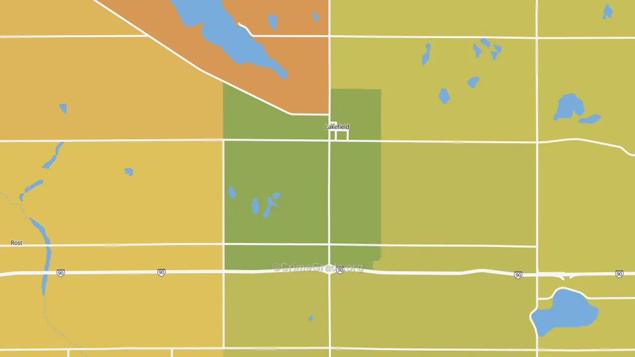 Lakefield, MN Map of Arson Rates