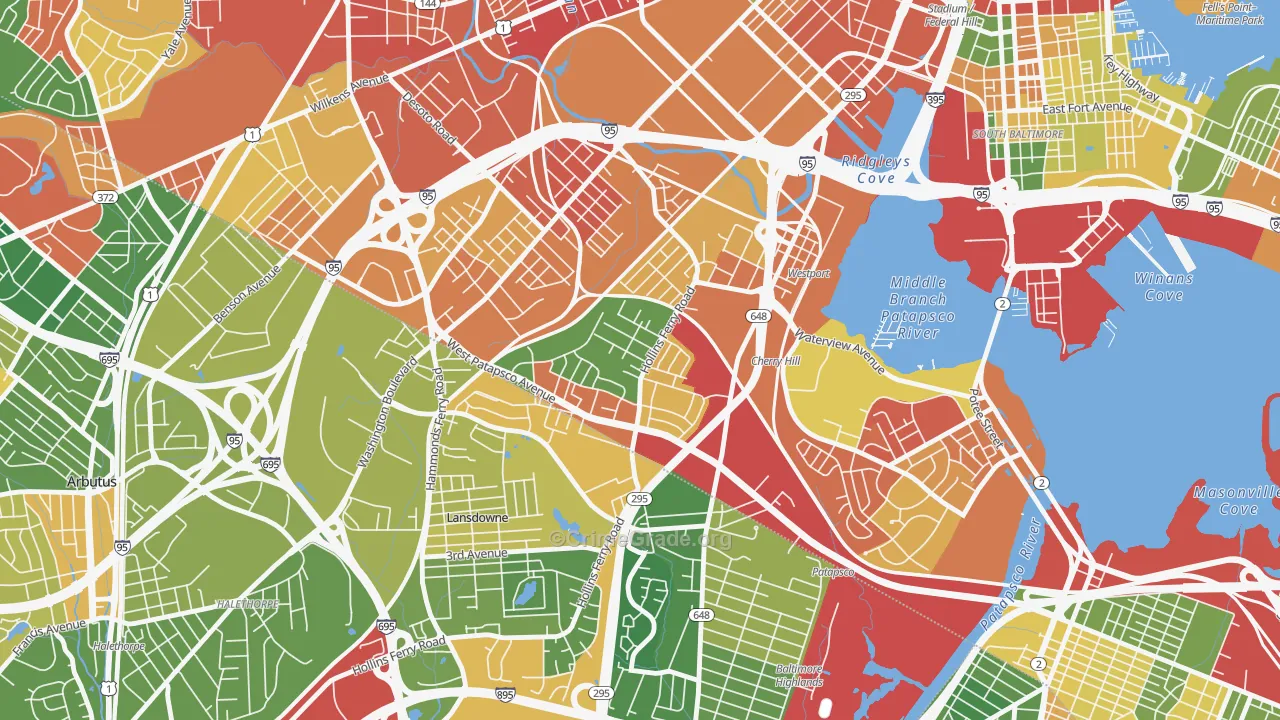 Lakeland, Baltimore, MD Map of Arson Rates