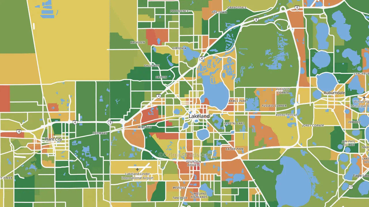 Lakeland, FL Map of Arson Rates