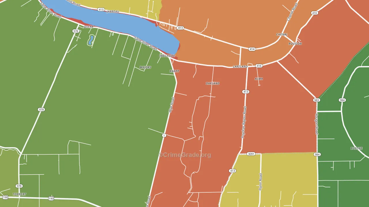 Lakeland, LA Map of Arson Rates