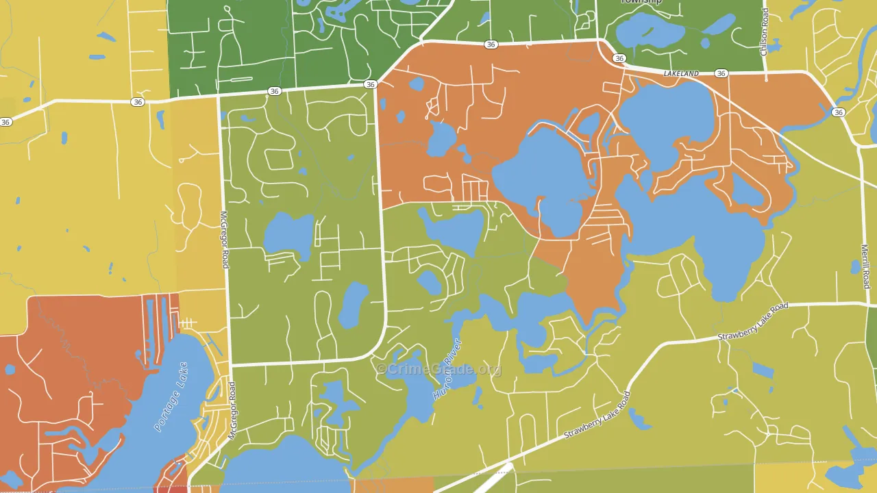 Lakeland, MI Map of Arson Rates