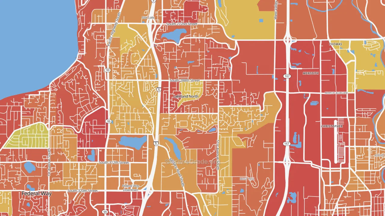 Lakeland North, WA Map of Arson Rates