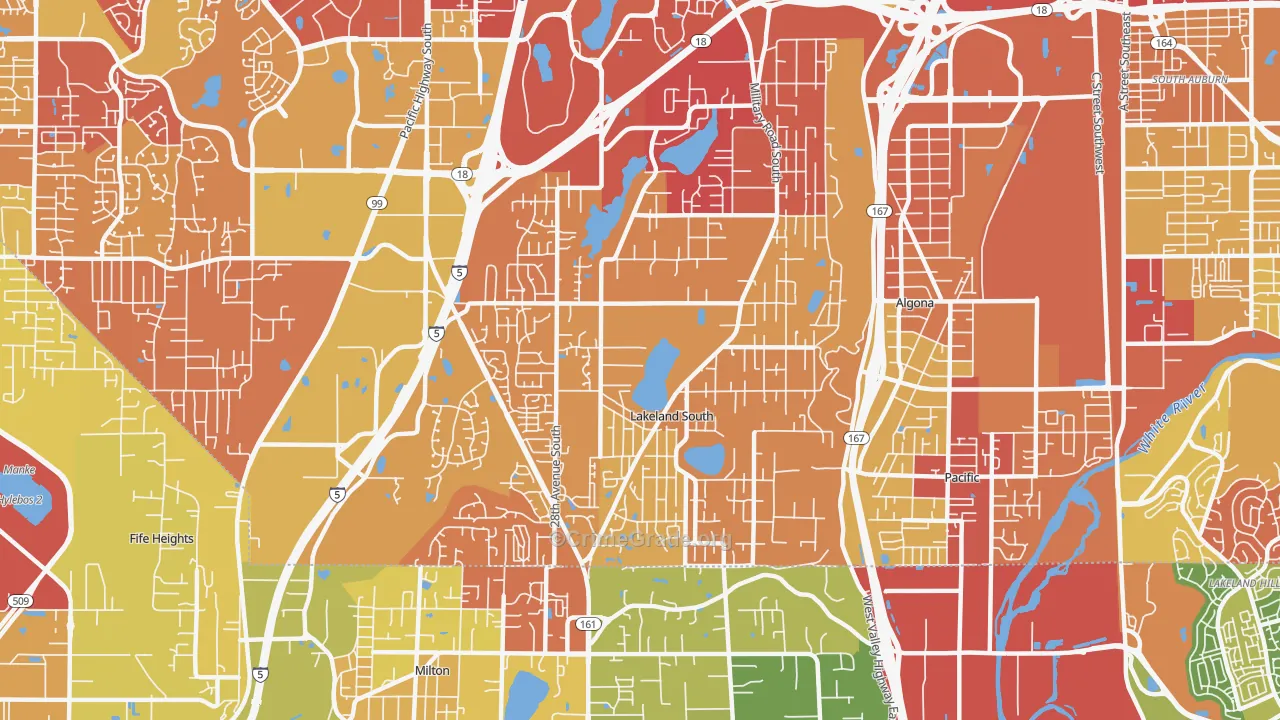 Lakeland South, WA Map of Arson Rates