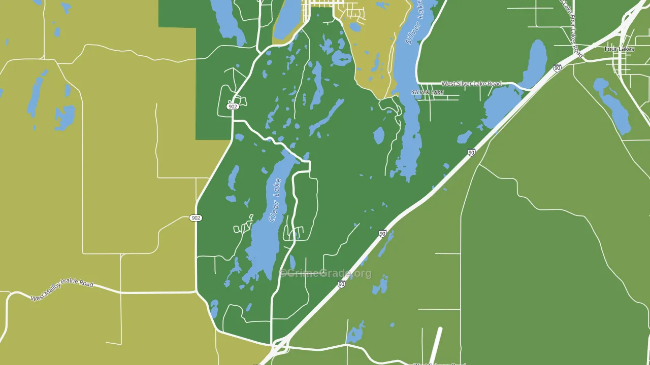Lakeland Village, WA Map of Arson Rates